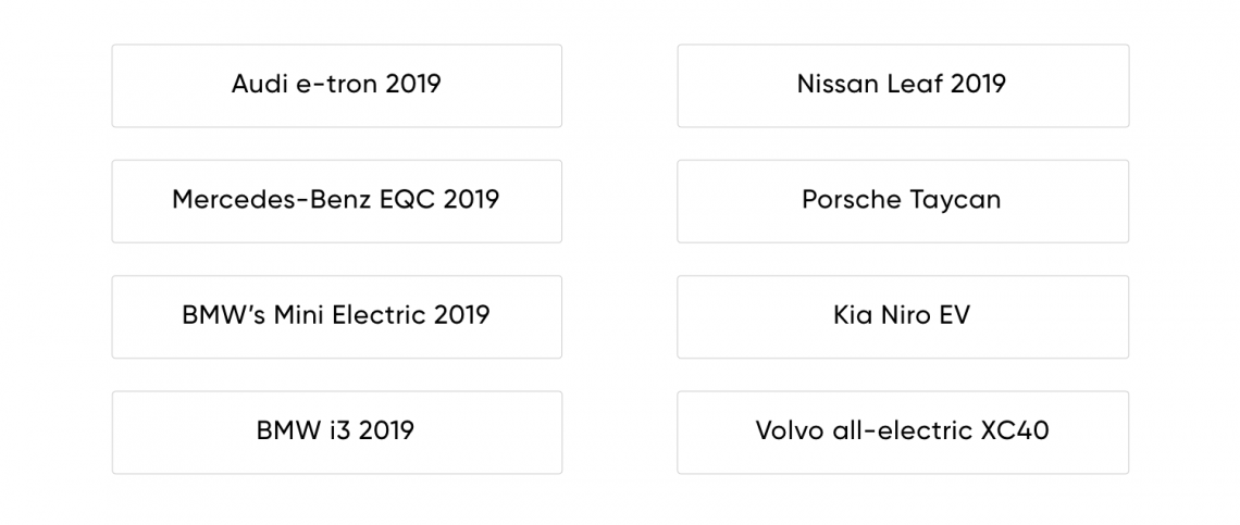 New all-electric vehicles coming in 2019