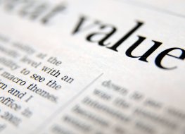 Newspaper showing the word value