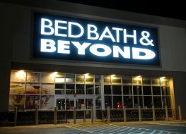 HDR image, Bed Bath & Beyond retailer storefront entrance - Danvers, Massachusetts USA - December 24, 2017