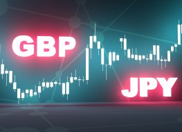 Forex candlestick pattern. Trading chart concept. Financial market chart. Currency pair. Acronym GBP - Great Britain Pound. Acronym JPY - Japan Yen. 3D rendering