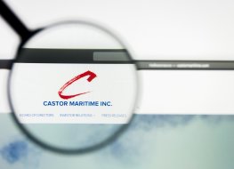 Richmond, Virginia, USA - 26 July 2019: Illustrative Editorial of Castor Maritime Inc website homepage. Castor Maritime Inc logo visible on display screen.