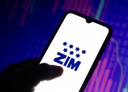 March 30, 2021, Brazil. In this photo illustration a Zim Integrated Shipping Services logo seen displayed on a smartphone