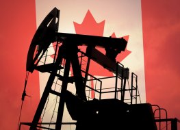 Oil pump and Canadian flag in the background