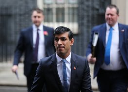 UK Chancellor Rishi Sunak walks along Downing Street, London